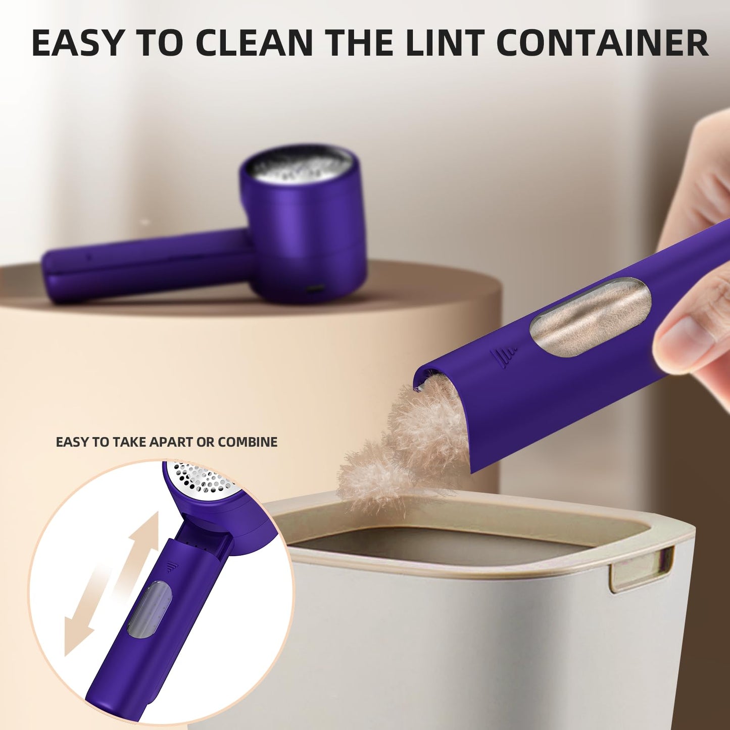 Fabric Shaver, Lint Remover Rechargeable, Electric Portable Sweater Defuzzer with 3 Speeds, 6 Leaf Blades, Digital LED Display to Remove Pilling for Clothes, Furniture, Sweater, Couch,Blanket