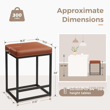 Bar Height Bar Stools 30 Inch Set of 2 for Kitchen Counter Backless Industrial Stool Modern Upholstered Barstool Countertop Saddle Chair Island Stool,330 LBS Bear Capacity,(30 Inch,Brown)