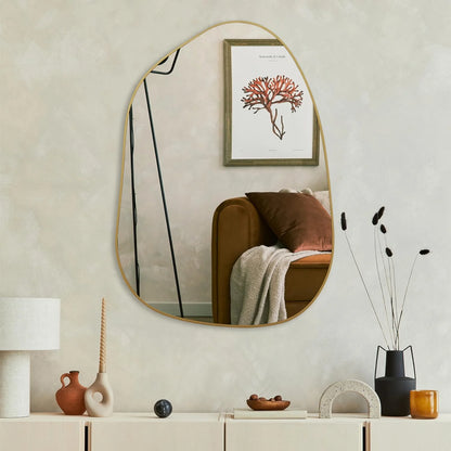 Irregular Wall Mirror Asymmetrical Mirror, 28''X20'' Black Wood Framed Mirror for Bathroom Bedroom Living Room Entryway, Decorative Modern Wall Decor, Wall Mounted Mirror (Black, 28''X20'')
